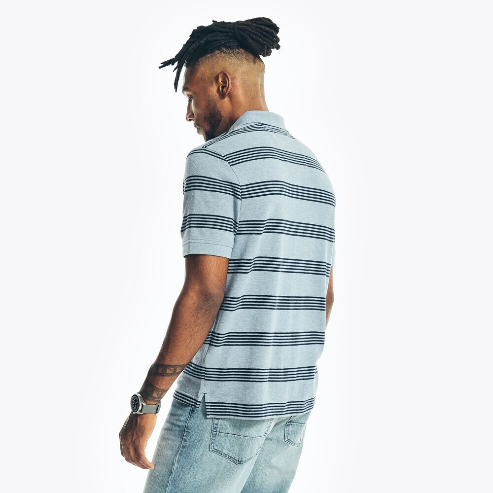 CLASSIC FIT STRIPED DECK POLO,Anchor Blue Heather,large