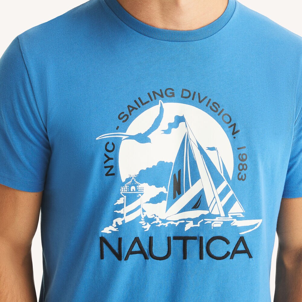 NYC Sailing Graphic T-Shirt,Nite Sea Heather,large