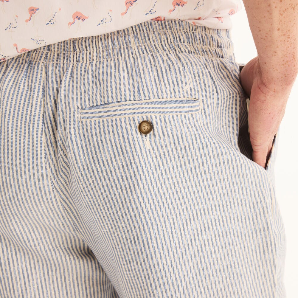 Striped Linen Drawstring Pant,Natural,large