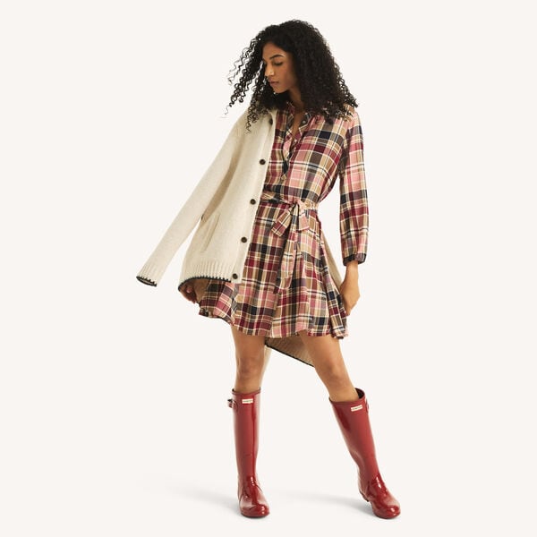 Ruffle-Trim Shirt Dress