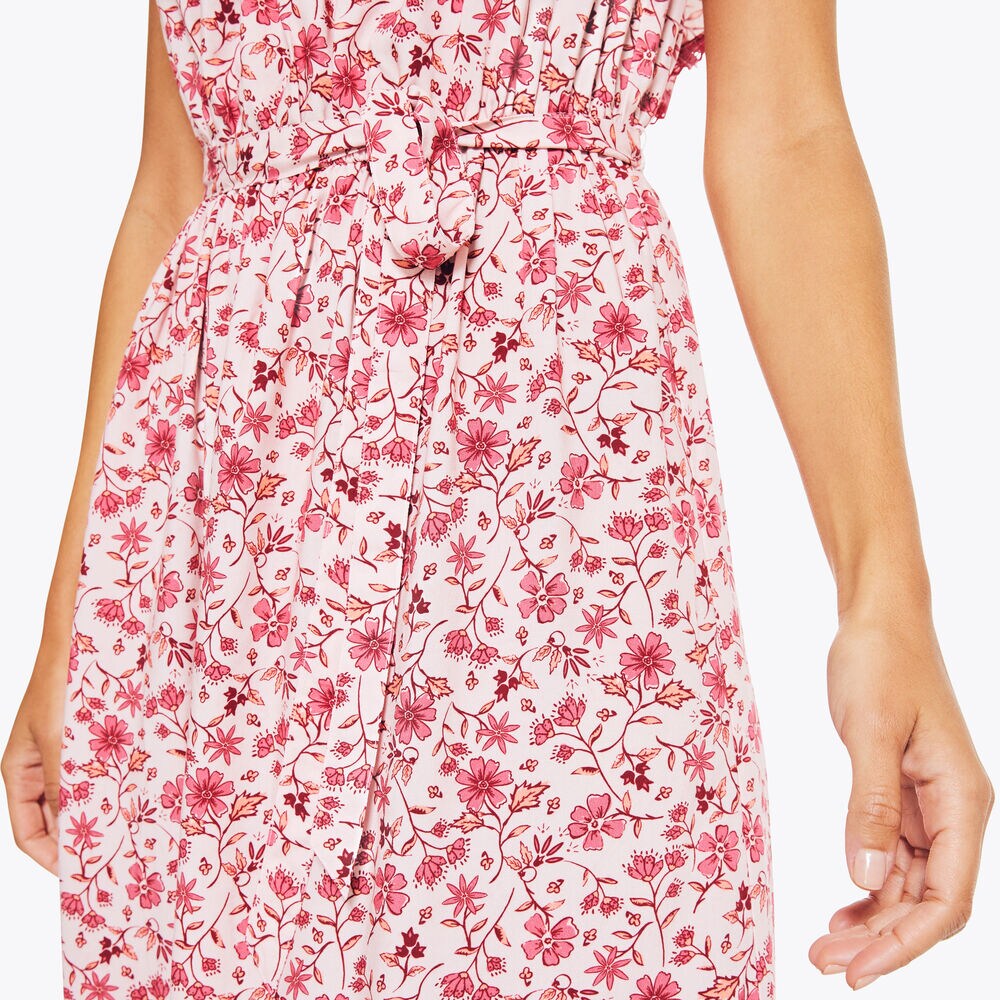 FLORAL PRINTED DRESS,Flare Red,large