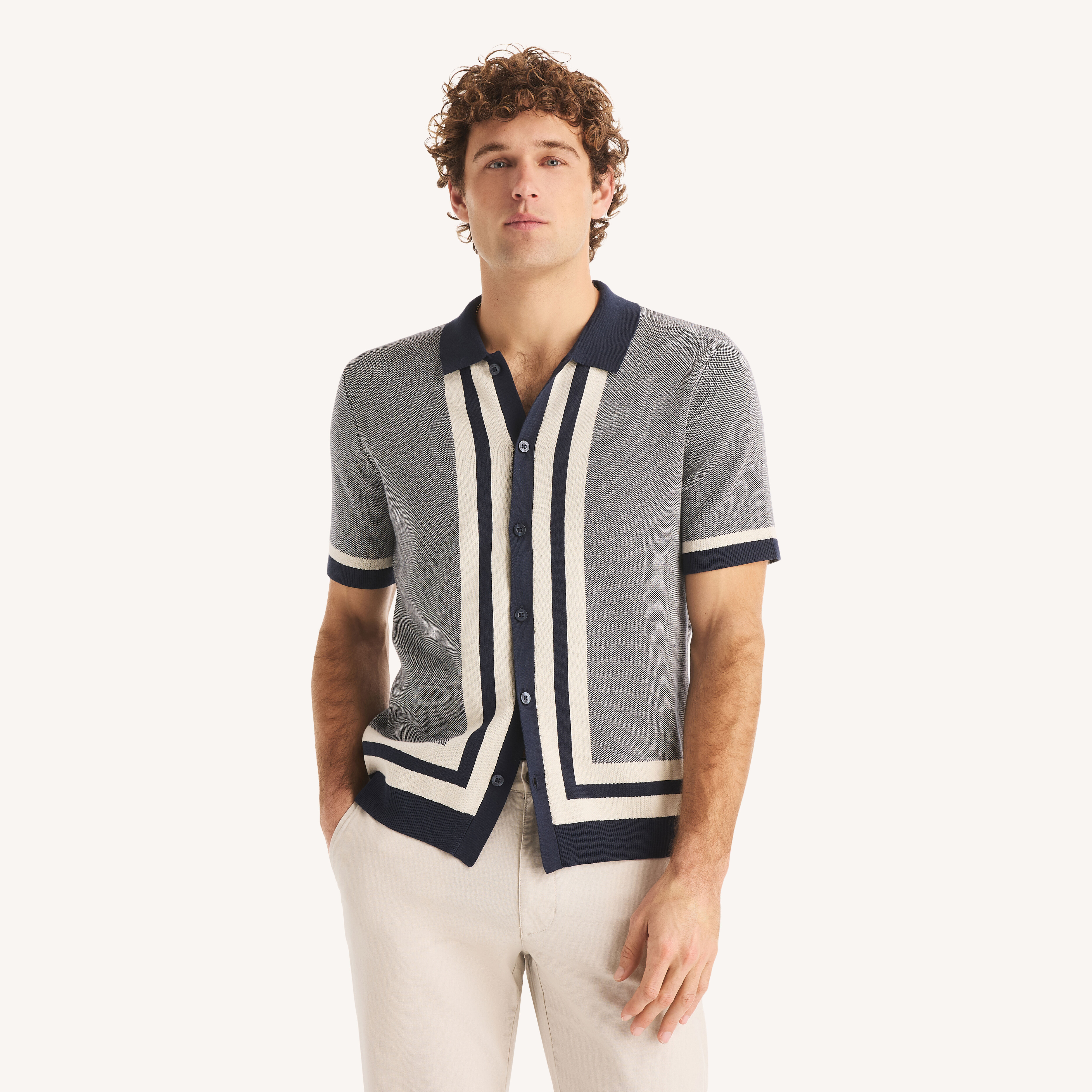 Classic Fit Jacquard Button-Front Polo | Nautica