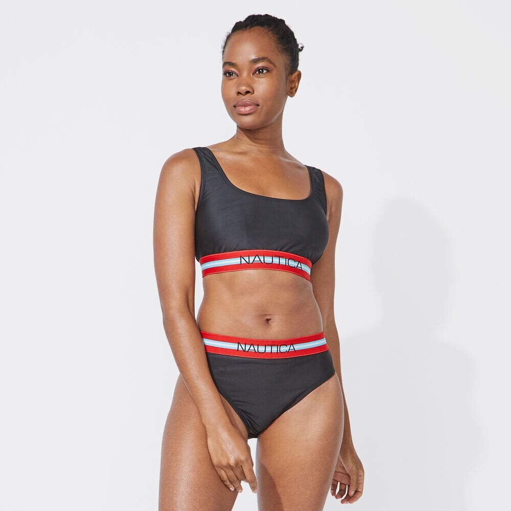 LOGO BAND BIKINI TOP,True Black,large