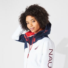 COLORBLOCK HOODED JACKET,Bright White,large