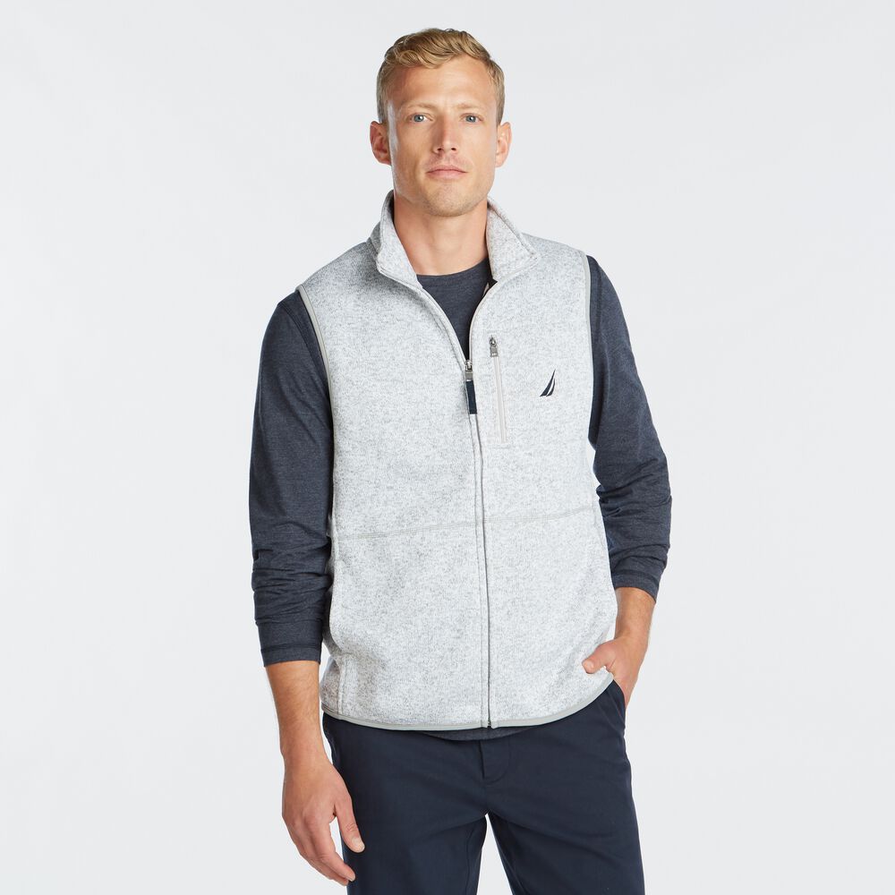 SWEATER FLEECE VEST,Bright White,large