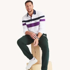 Big & Tall Slim Fit Long-Sleeve Waffle Polo,Bright White,large