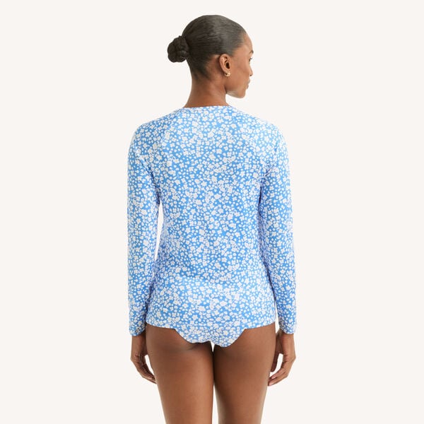 Printed Long-Sleeve Rash Guard Swim Shirt
