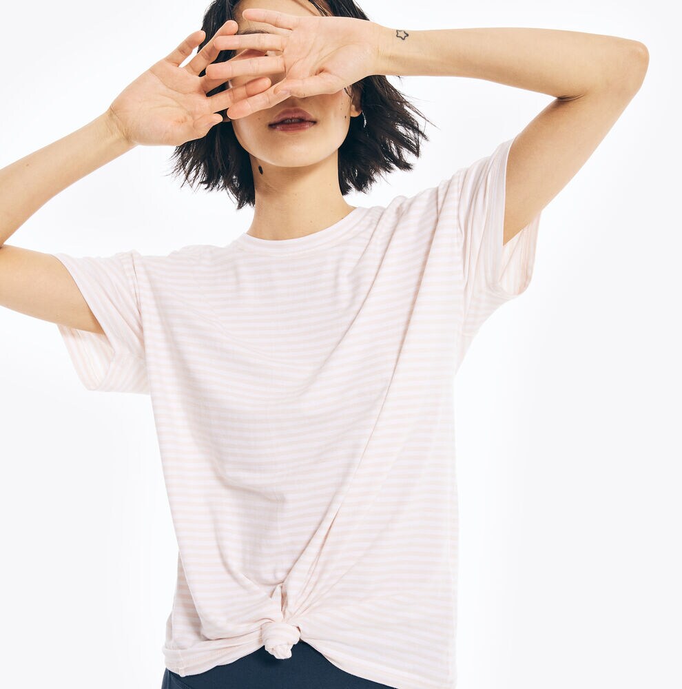 NAVTECH STRIPED T-SHIRT,Pale Pink,large