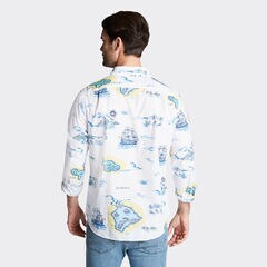 CLASSIC FIT POPLIN SHIRT IN PRINT,Bright White,large