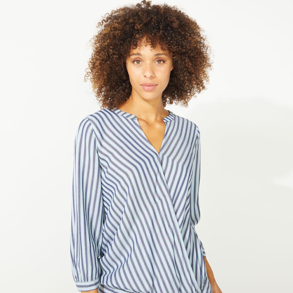 NAUTICA JEANS CO. STRIPE WRAP TOP,Blue Depths,large