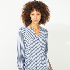 NAUTICA JEANS CO. STRIPE WRAP TOP,Blue Depths,large