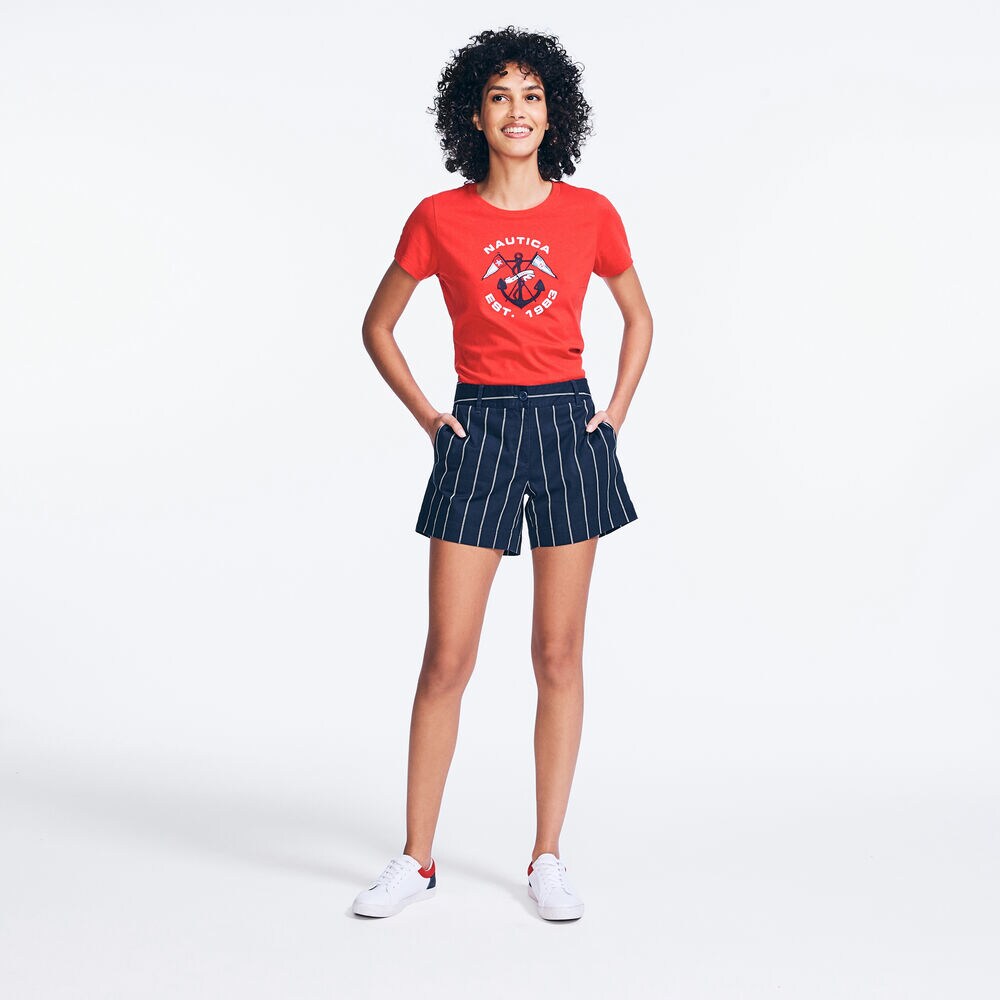ANCHOR AND FLAG GRAPHIC T-SHIRT,Tomales Red,large