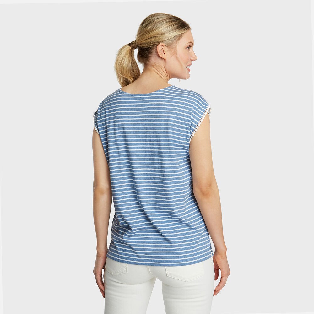 Jersey Tee in Stripe & Floral Border Print,Aquadream,large