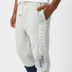 COLORBLOCK FLEECE JOGGERS,Grey Heather,large