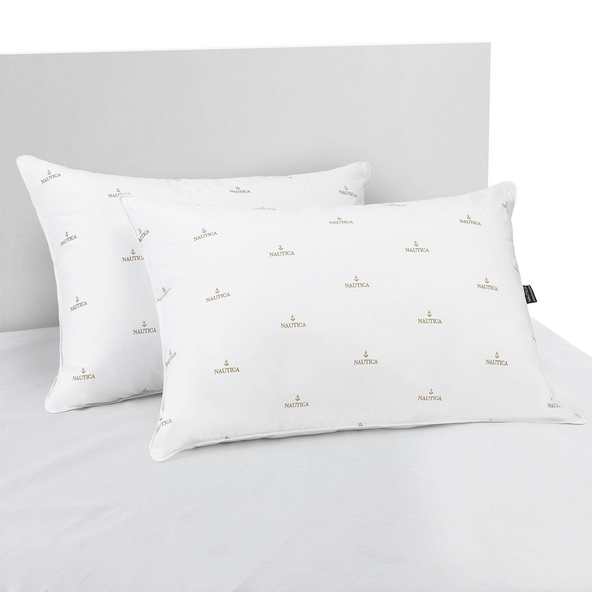 Nautica Anchor Print Standard/Queen Firm Pillows,Bright White,large