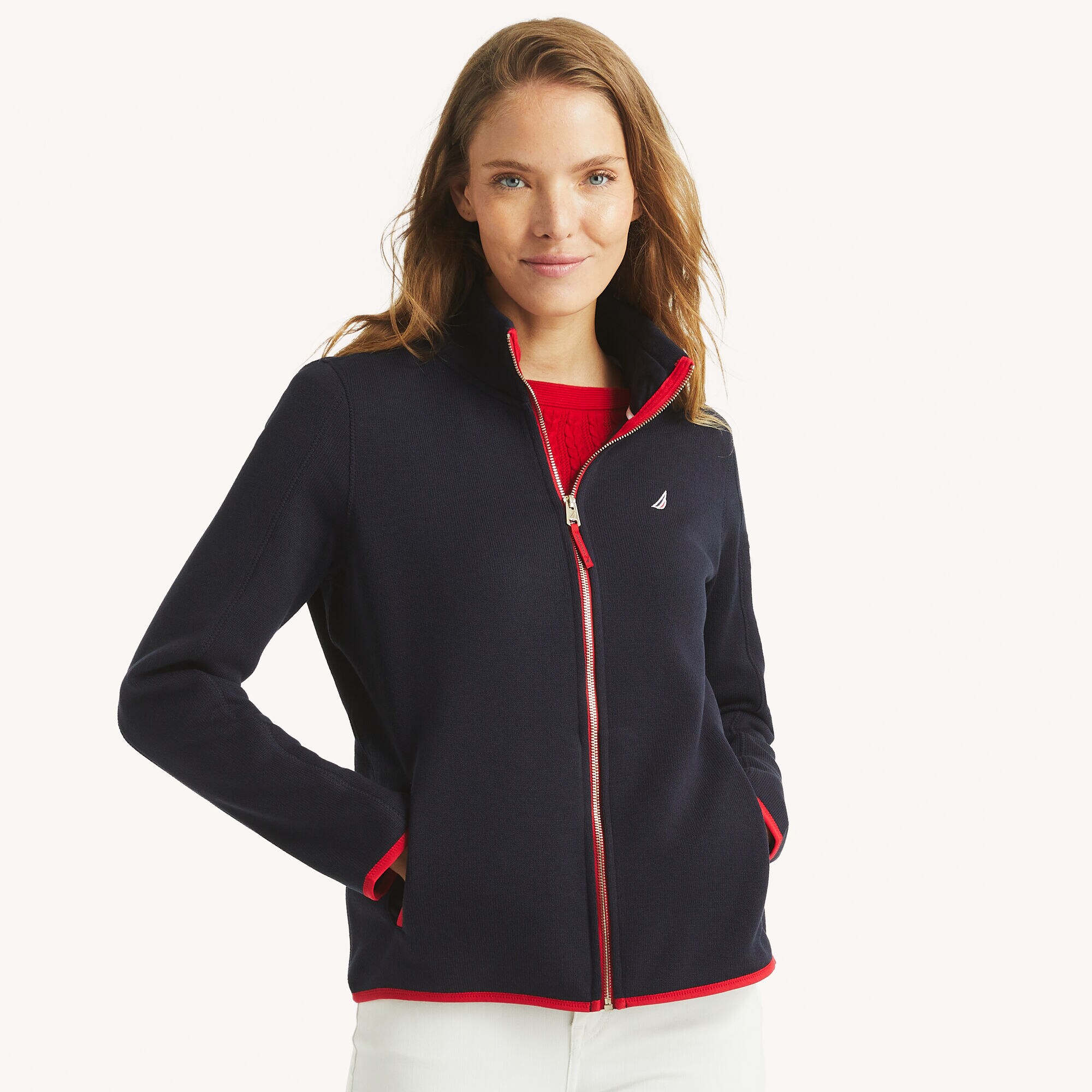 Sweater Fleece Jacket,Navy,large