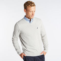 NAVTECH V-NECK SWEATER,Grey Heather,large