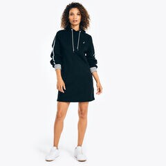 FLEECE HOODIE DRESS,True Black,large
