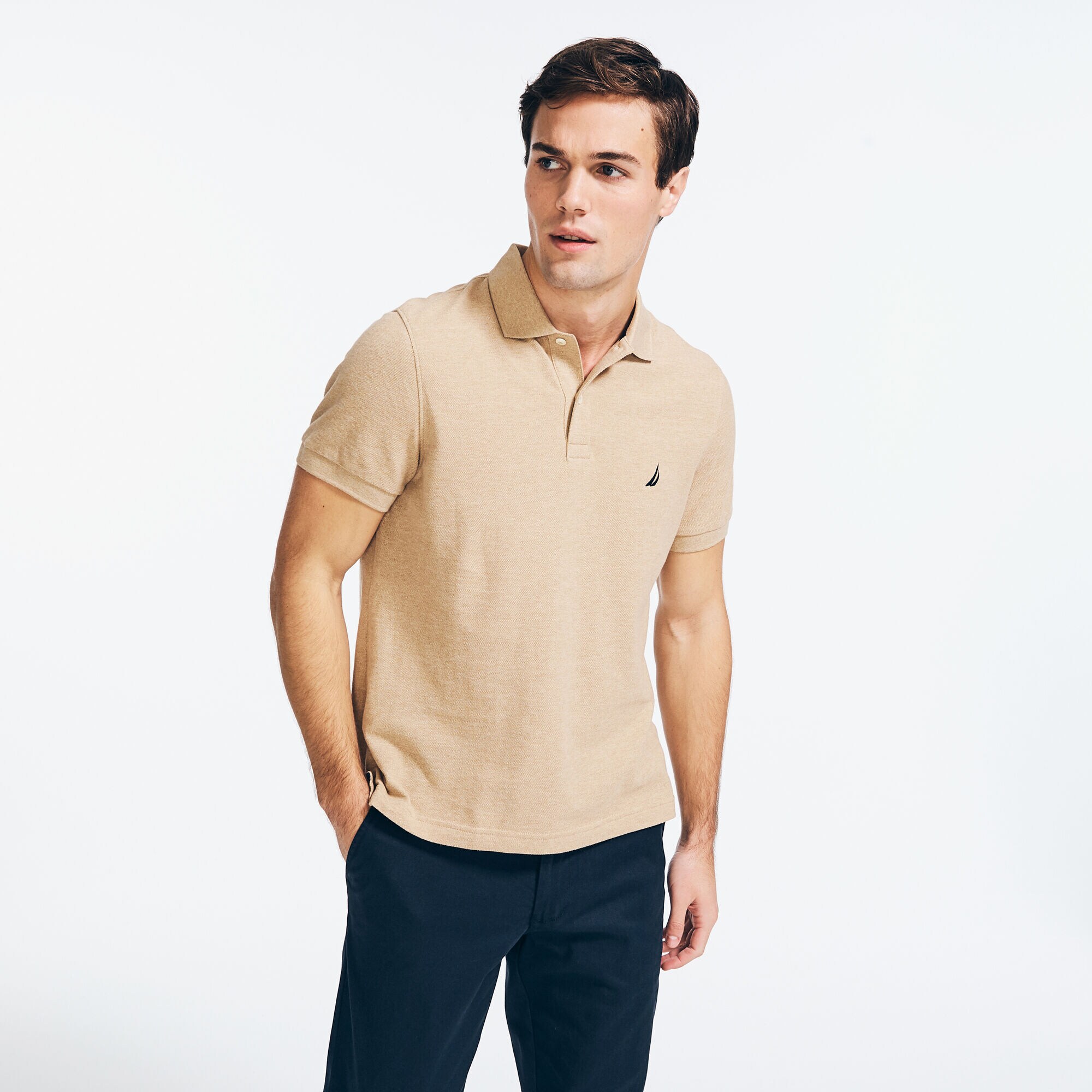 Slim Fit Deck Polo,Camel Heather,large