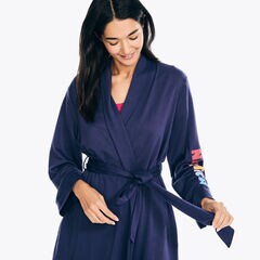 Belted Logo Robe,Tugboat Blue,large