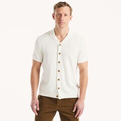 Textured Sweater Polo,Sail White,large