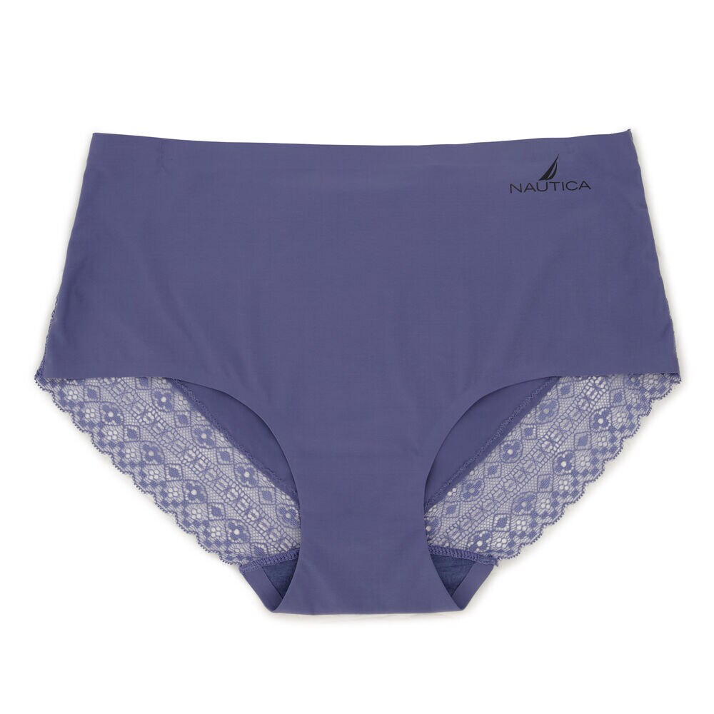 LACE-TRIMMED LASER-CUT BRIEFS, 5-PACK,Black,large