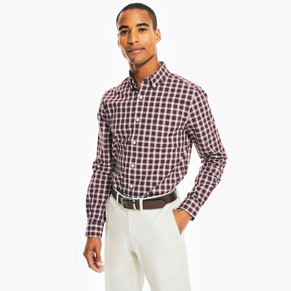 WRINKLE-RESISTANT PLAID WEAR TO WORK SHIRT,Rio Red,large