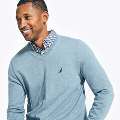BIG & TALL NAVTECH V-NECK SWEATER,Anchor Blue Heather,large