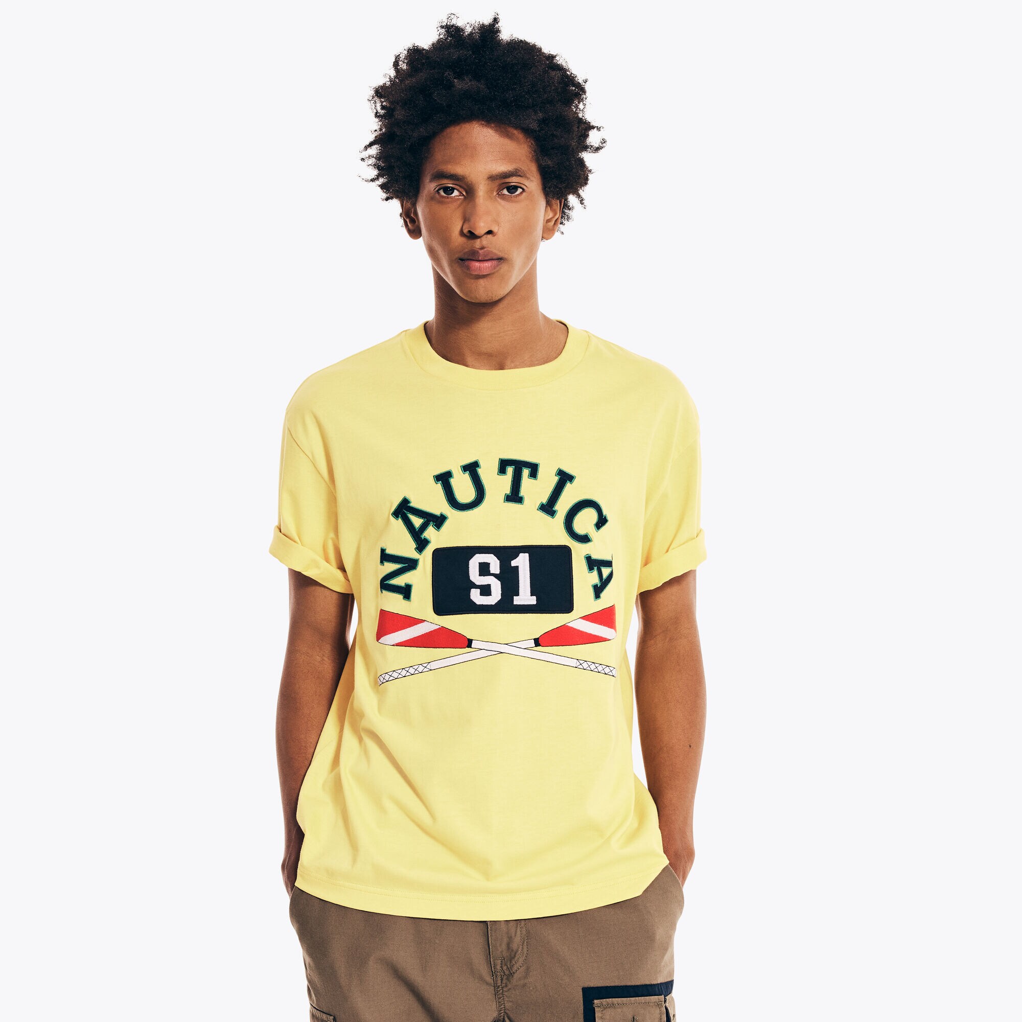 URBAN NECESSITIES X NAUTICA GRAPHIC T-SHIRT,French Vanilla,large