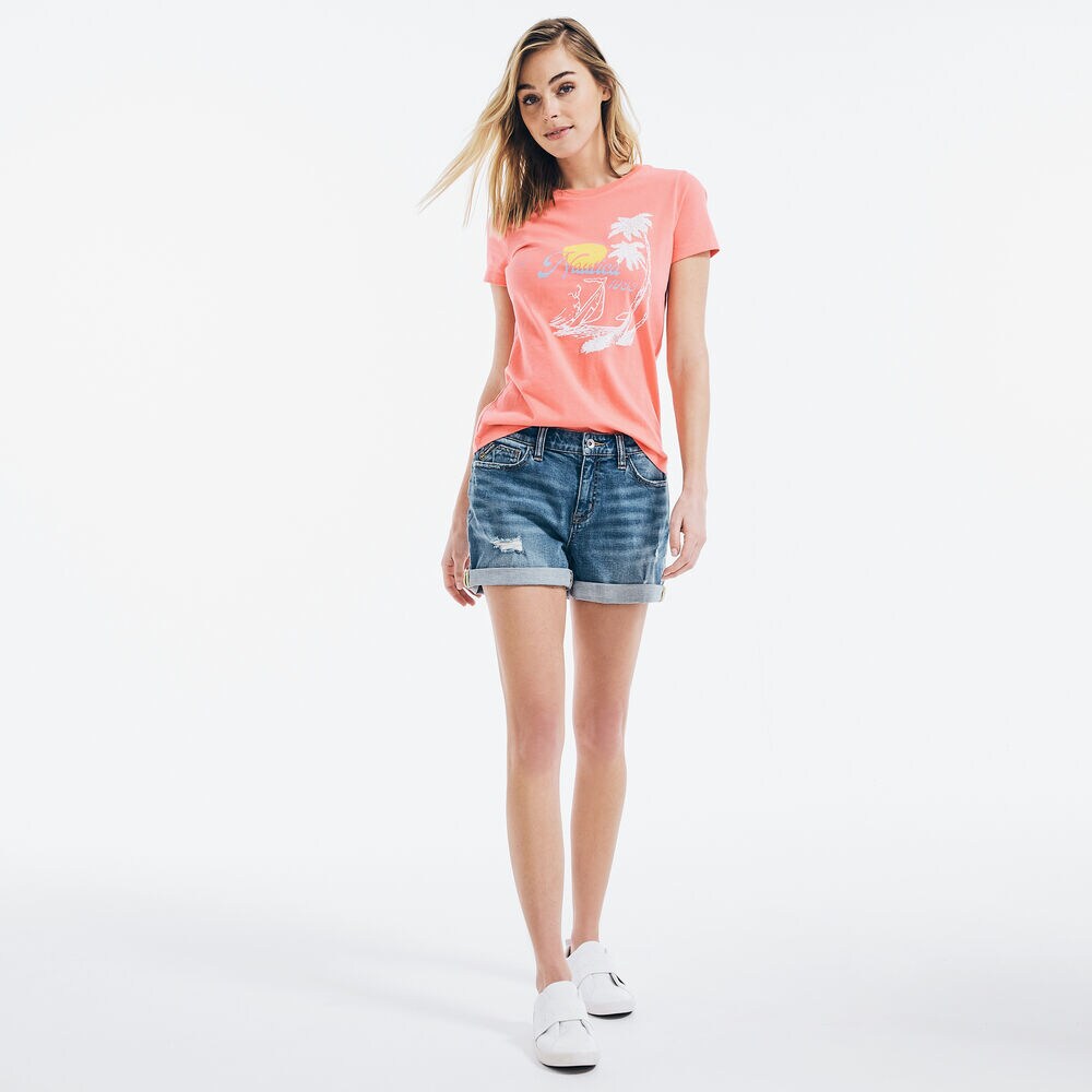 PALM TREE GRAPHIC LOGO T-SHIRT,Sugar Coral,large