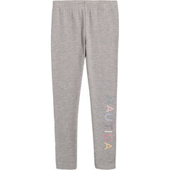 GIRLS' GLITTER LOGO LEGGING (7-16),Grey Heather,large