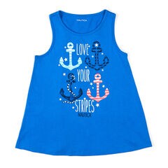 Toddler Girls' Love Your Stripes Tank Top (2T-4T),Classic Blue,large