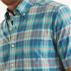 Big & Tall Classic Fit Plaid Short-Sleeve Shirt,Star Sapphire,large