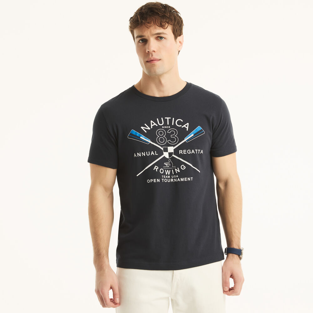 Rowing Team Graphic T-Shirt,Navy,large