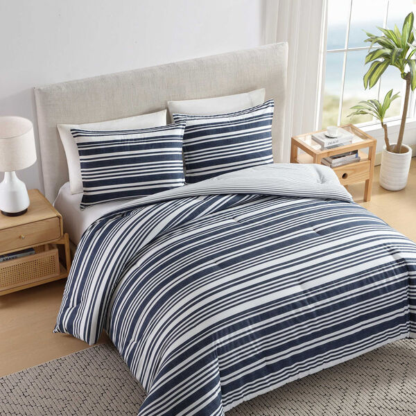 Coastline Stripe Blue Twin Duvet Cover Set