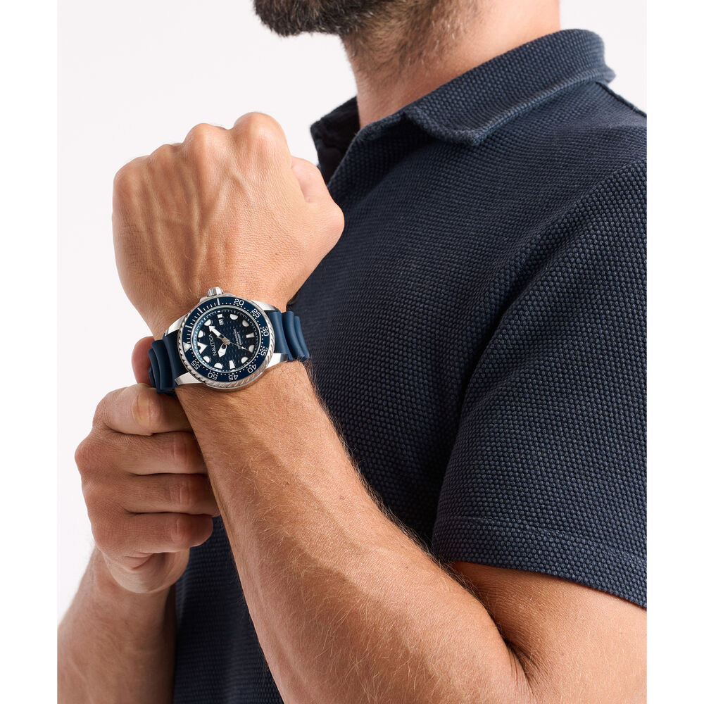 NCT Sea Dive Silicone Strap 3-Hand Watch,Ice Blue,large