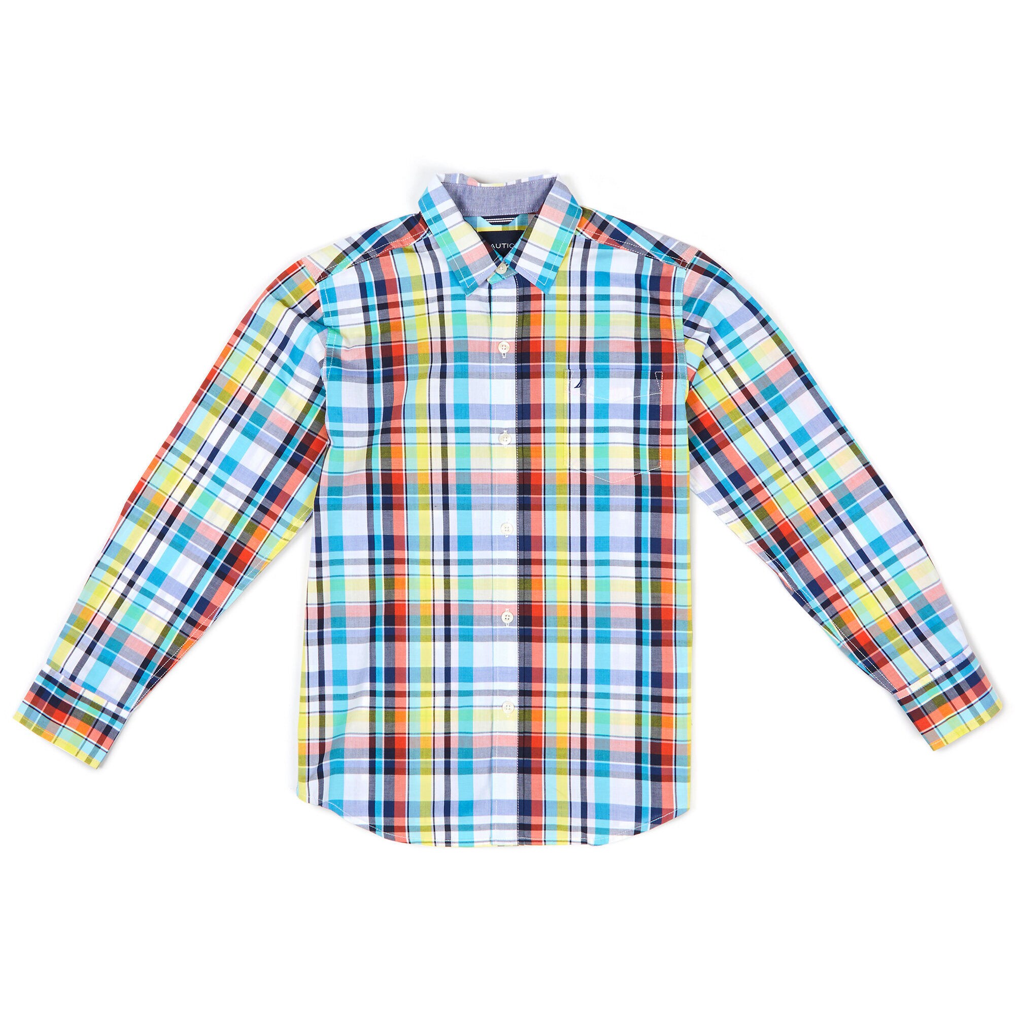 Little Boys' Michael Plaid Button Down (4-7),Antique White Wash,large