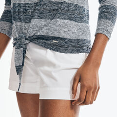 STRIPED TIE-FRONT TOP,Stellar Blue Heather,large