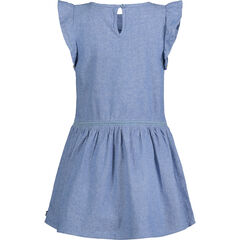 GIRLS' FLUTTER-SLEEVE CHAMBRAY DRESS (8-16),Light Tide Water Wash,large