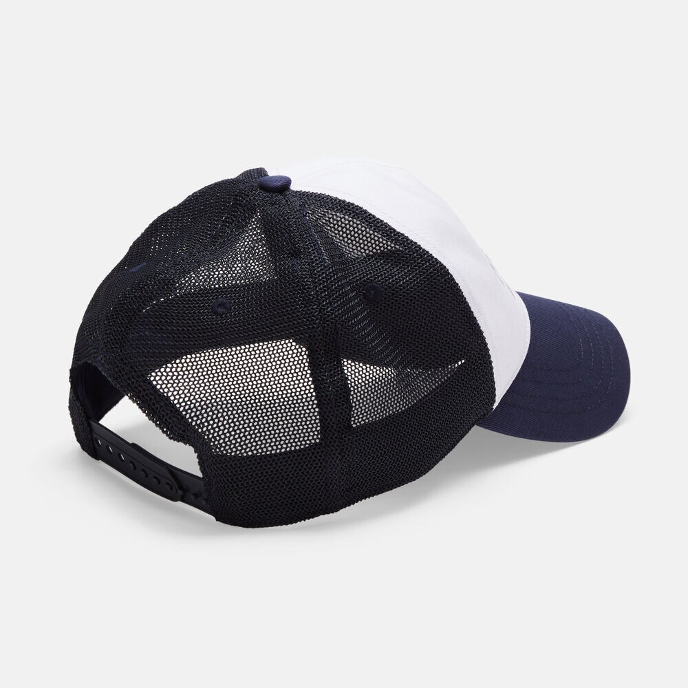 COLORBLOCK LOGO GRAPHIC TRUCKER CAP,Navy,large