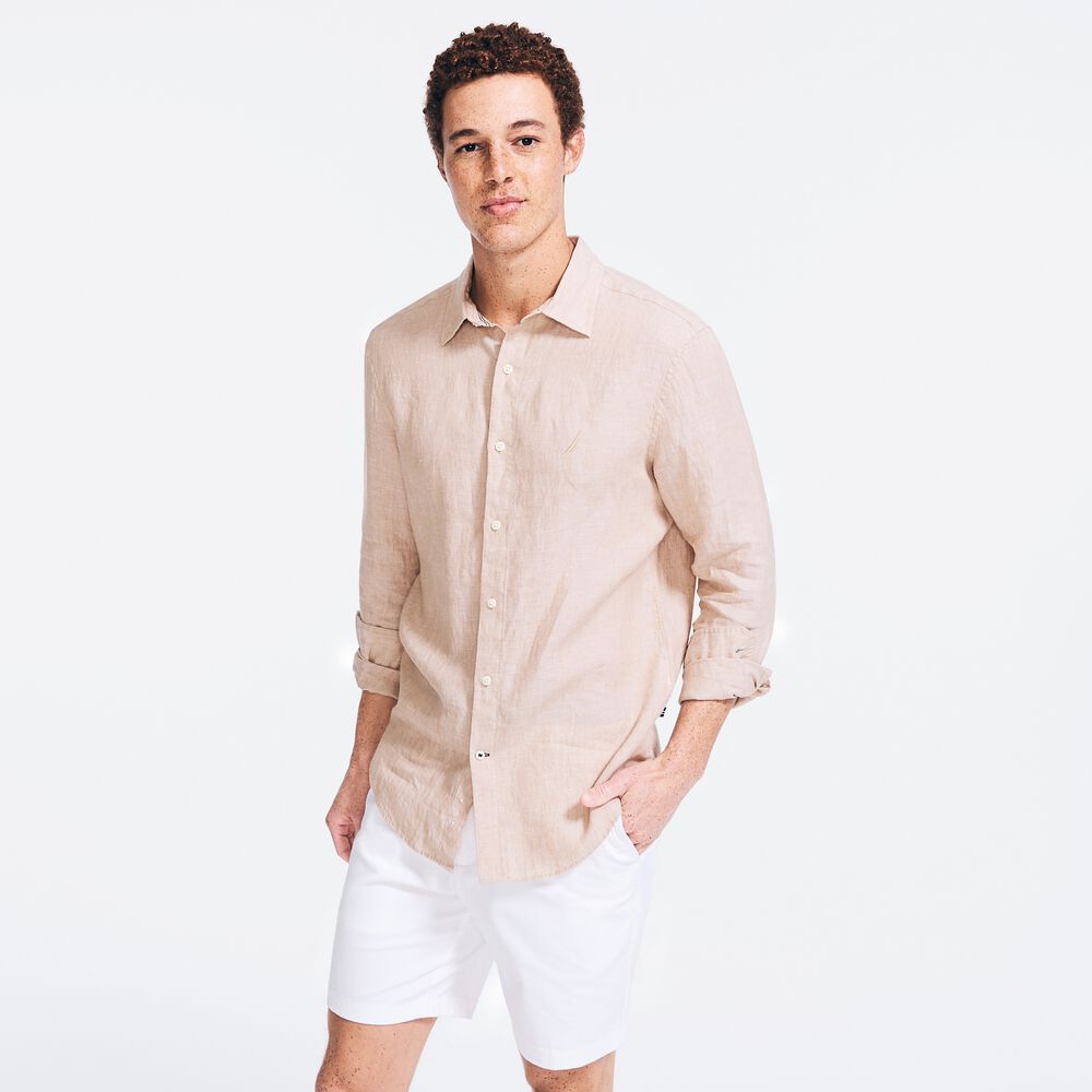 SOLID LINEN SHIRT,,large