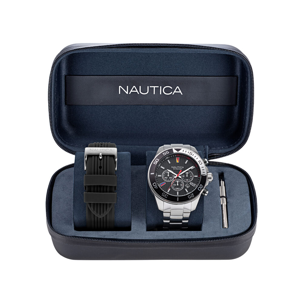 Nautica One Recycled Stainless Steel And Silicone Watch Box Set,Multi,large
