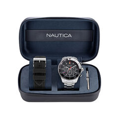 Nautica One Recycled Stainless Steel And Silicone Watch Box Set,Multi,large