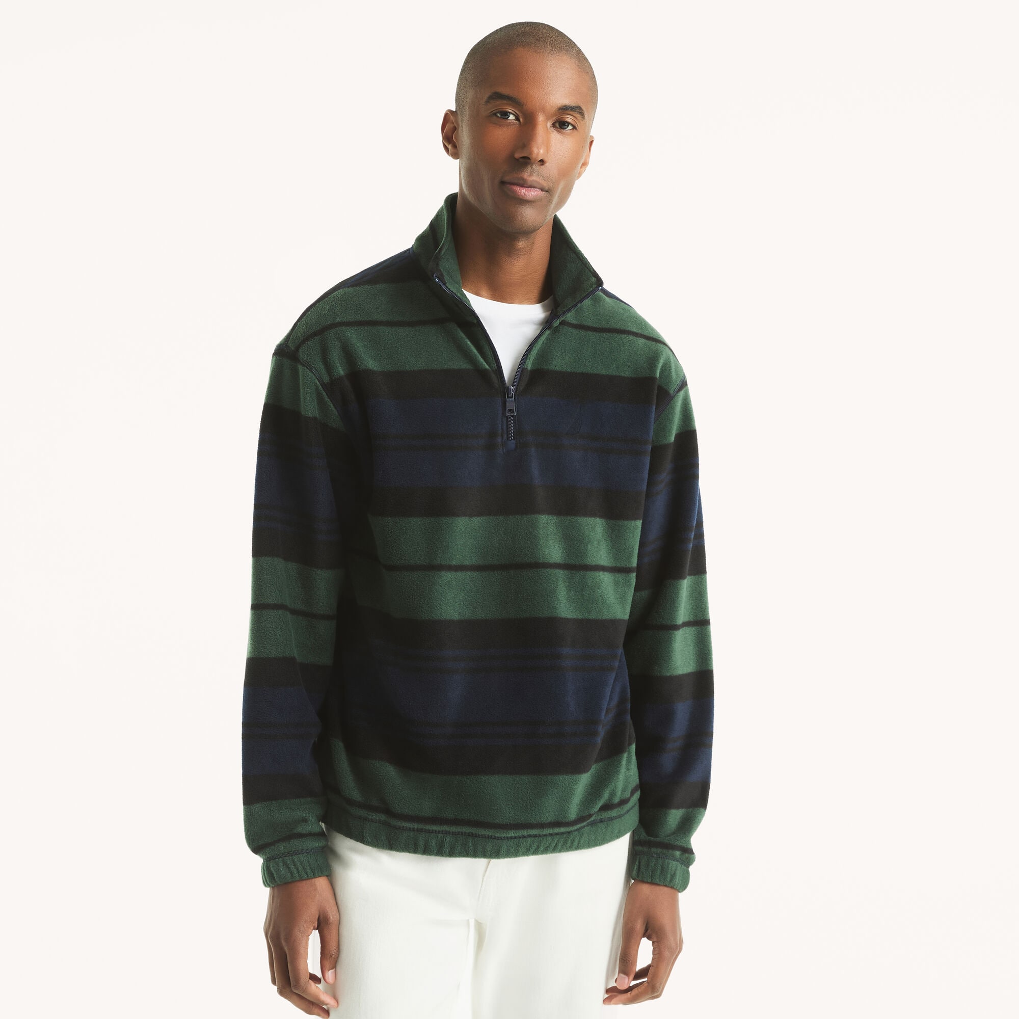 Printed Nautex Fleece Half-Zip Mock-Neck Pullover,Galley Green,large