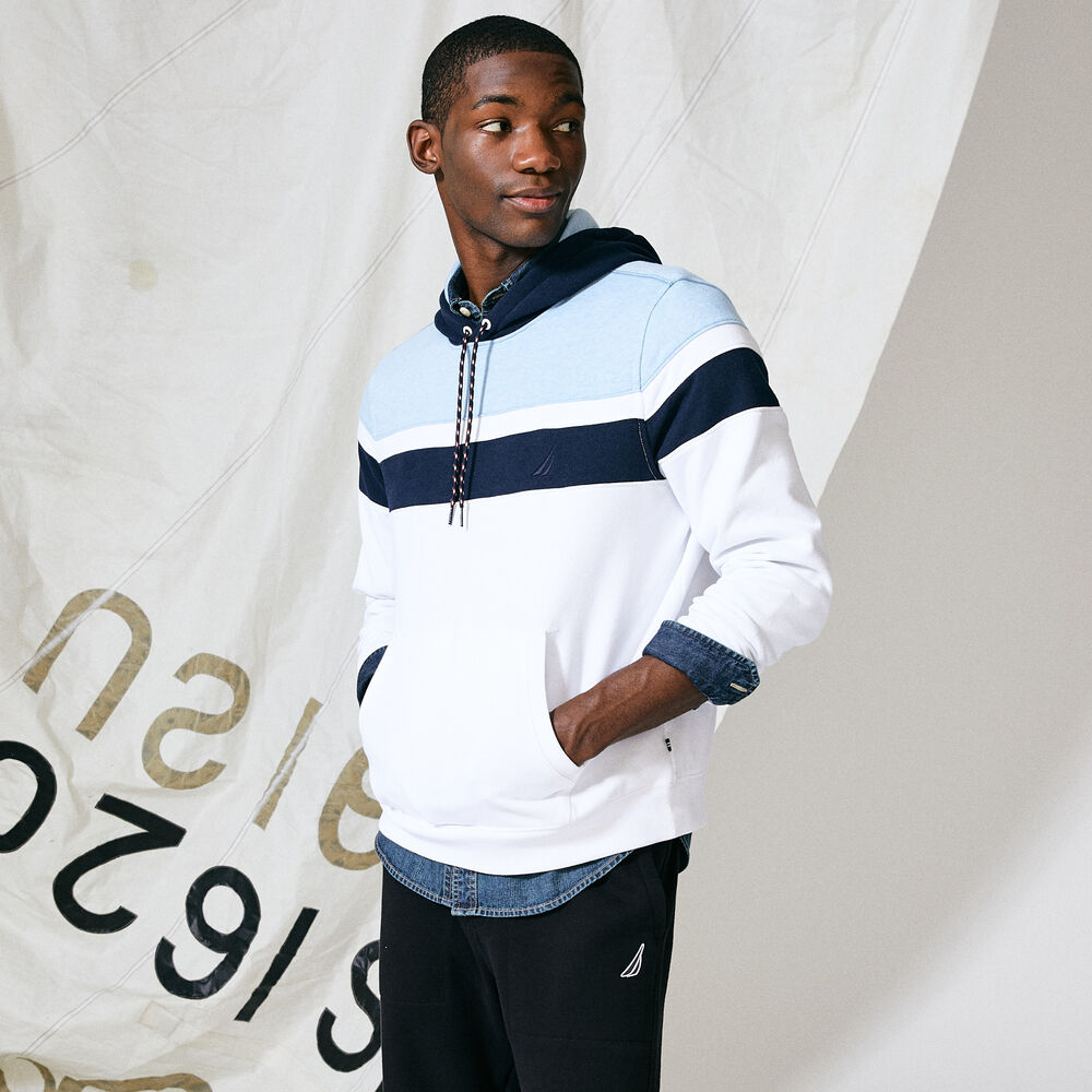 COLORBLOCK PULLOVER HOODIE,Bright White,large