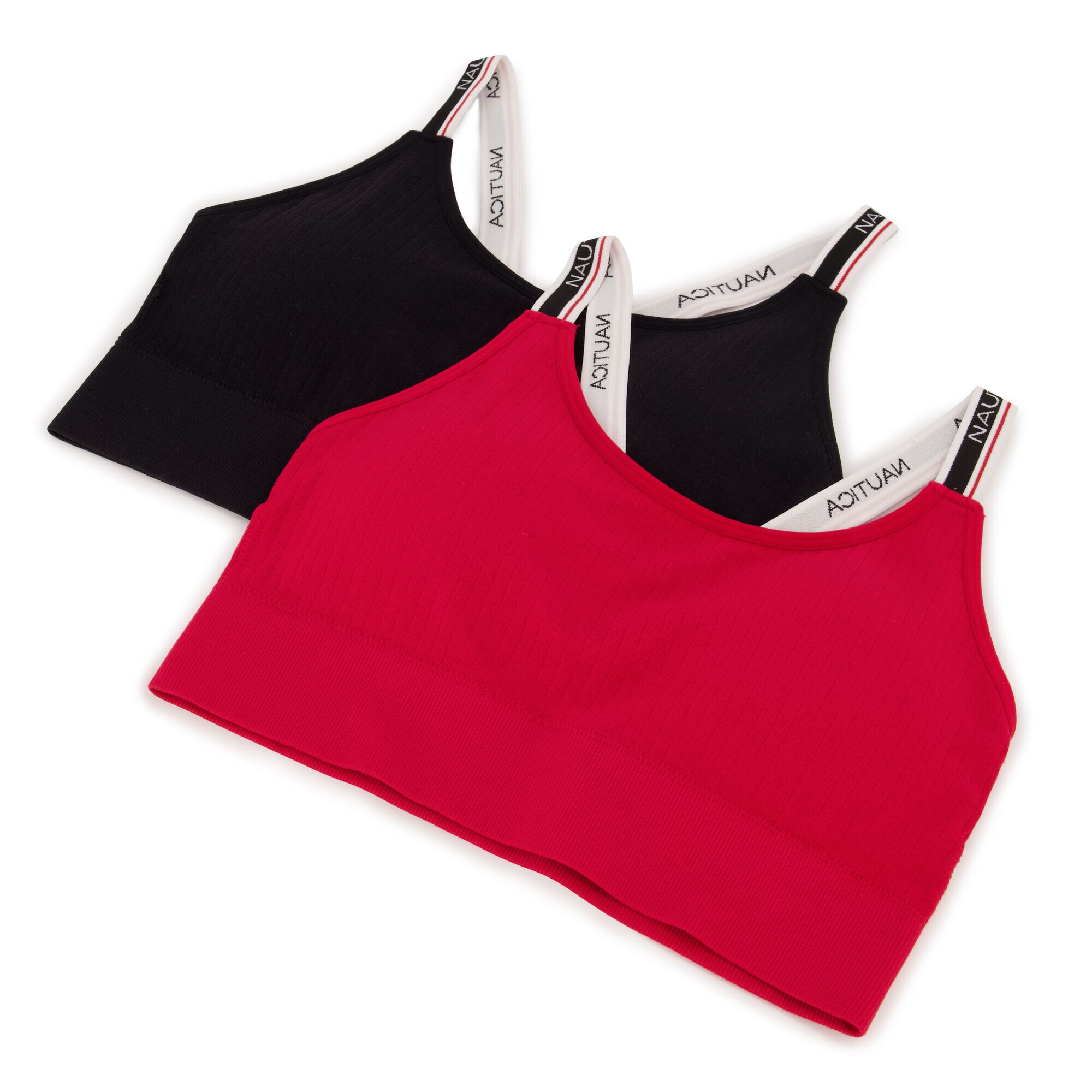SEAMLESS RIBBED LONGLINE BRAS, 2-PACK,Nautica Red/Orange,large
