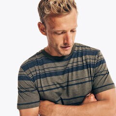 STRIPED CREWNECK T-SHIRT,Dark Hunter,large