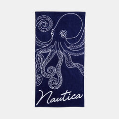 OCTOPUS PRINTED BEACH TOWEL,Navy,large