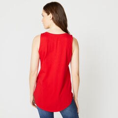 BUTTON-FRONT SLEEVELESS KNIT TOP,Tomales Red,large