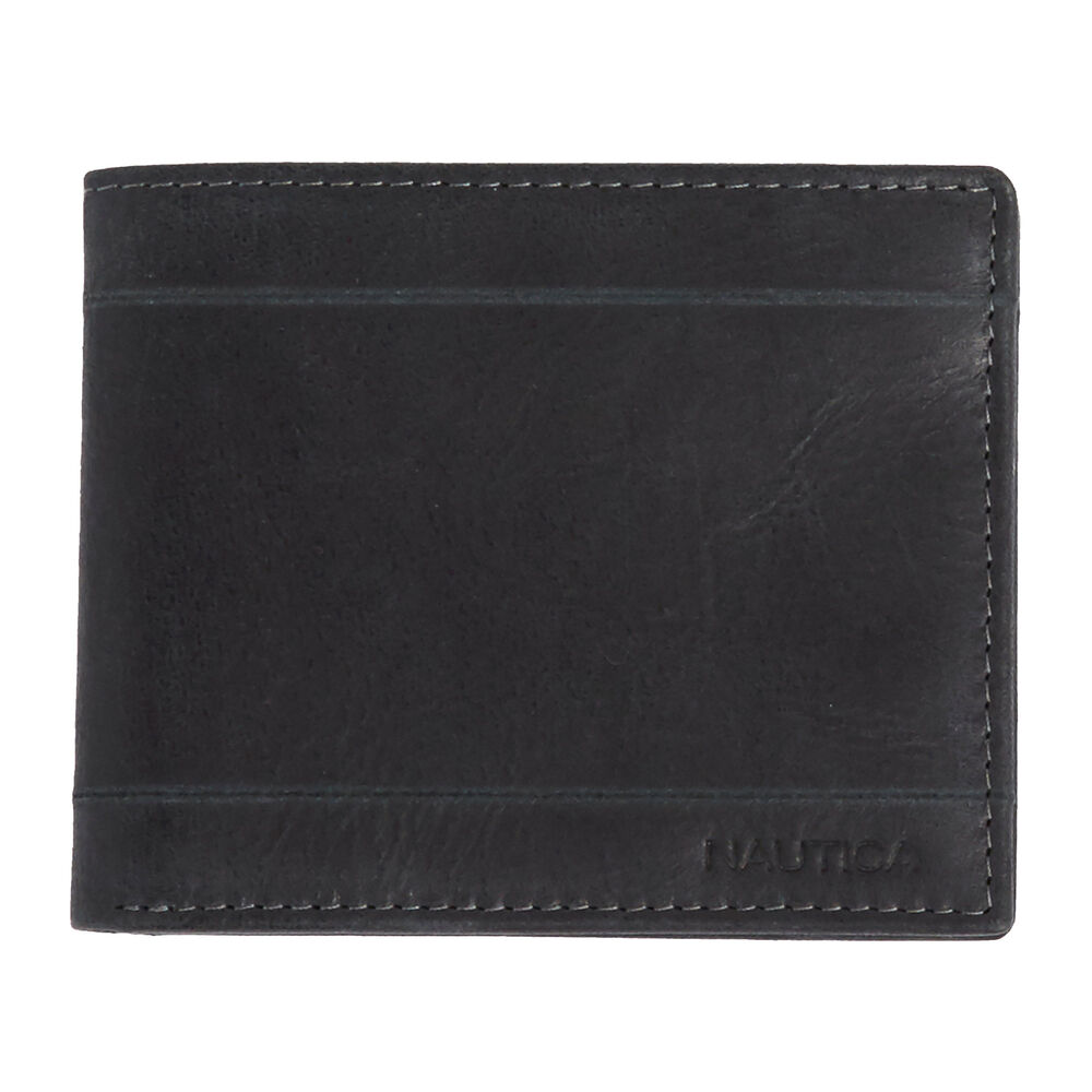 Shipley Passcase Wallet With Sewn Flap,Black,large
